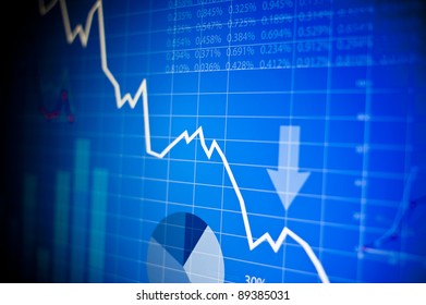 Vector illustrations of graphs and business elements on a monitor