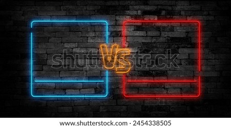 Vector realistic isolated neon sign of Versus frames logo with blue and red smoke for template decoration and covering.