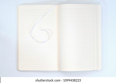 Vector realistic opened notebook. Vertical blank copybook with metallic silver spiral. Template (mock up) of organizer or diary isolated.