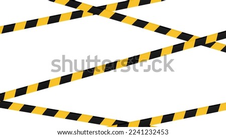 Vector set of restriction tapes, Warning tape and police line, Black and yellow line striped. Vector illustration on PNG transparent Background 02	
