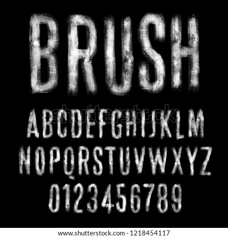 Vector of stylized brushy font and alphabet
