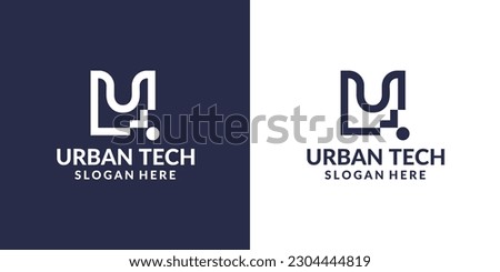 Vector urban and tech logo combination. Unique logotype design template.