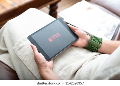 Veelerveen, Groningen, Netherlands, 07/25/18: Netflix is a payed online streaming entertainment service available around the world.
