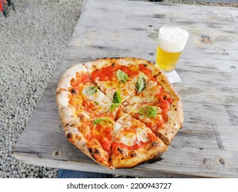 Veg Pizza With A Beer