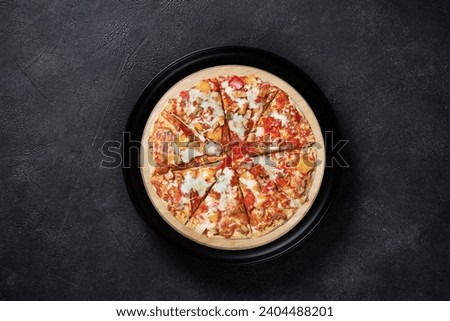 Veg pizza or vegetable pizza on a table top view. veg cheese pizza