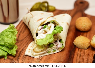 Veg Shawarma With Cheese Balls Served At An Indian Restaurant