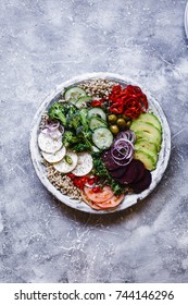 Vegan Buddha Bowl Dinner Food Table