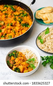 Vegan Butternut Squash Curry With Rice And Pita Bread