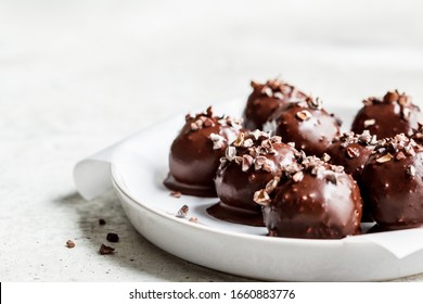 Vegan Chocolate Truffles Balls, Copy Space.