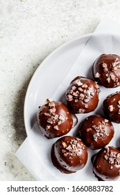 Vegan Chocolate Truffles Balls, Top View.