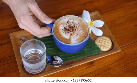 Vegan Coffee Latte With Soy Milk.