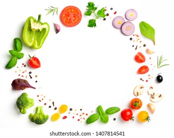 Vegan ingredients for homemade pizza on white wooden background. Top view, copy space. 