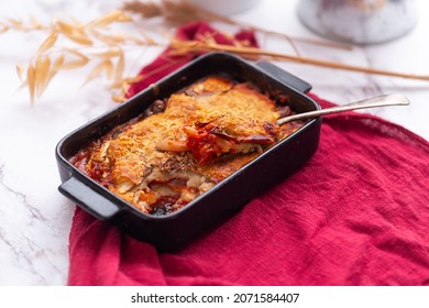 Vegan italian parmigiana made with soy milk and nutritional yeast