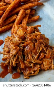 Vegan Jackfruit Bbq With Baked Sweet Potato Fries.