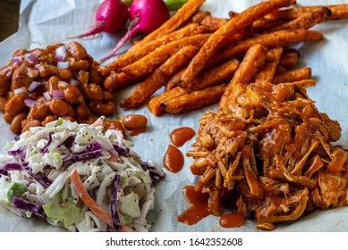 Vegan Jackfruit Bbq With Baked Sweet Potato Fries.