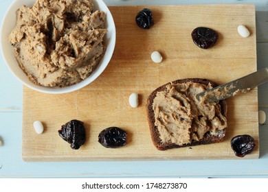 Vegan Lard With White Beans And Plums. Sandwich Spread. Homemade Vegan Pate.