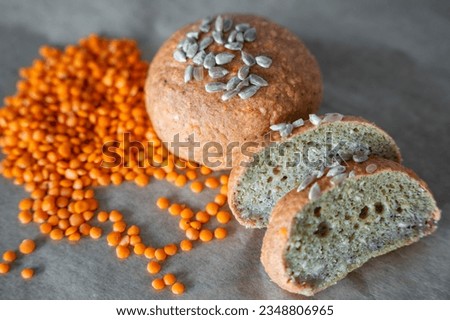 Vegan Lentil Bread Gluten Free Ezekiel or Bible. Ready to Eat. High quality photo