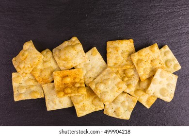 Vegan Lentil Chips On Slate Background