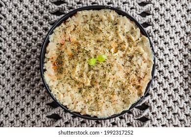 Vegan Lentil Cottage Pie With Mash Potato Topping Before Going In The Oven, Healthy Plant-based Food Recipes