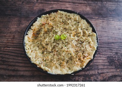 Vegan Lentil Cottage Pie With Mash Potato Topping Before Going In The Oven, Healthy Plant-based Food Recipes