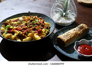 Vegan Loaded Fries And Vegan Sausage Roll 