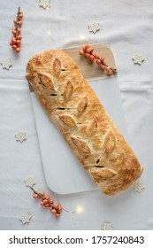 Vegan Mushroom Portobello Wellington Spinach Puff Pastry Christmas Leaves Festive Dinner Special Fine Dining