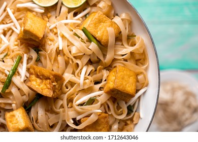 Vegan Pad Thai With Tofu On Pan