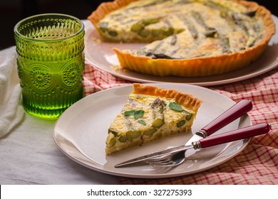 Vegan Pie With Asparagus On The Plate