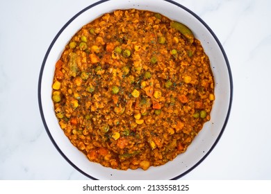 Vegan Red Lentil Dahl With Mixed Veggies, Healthy Plant-based Food Recipes