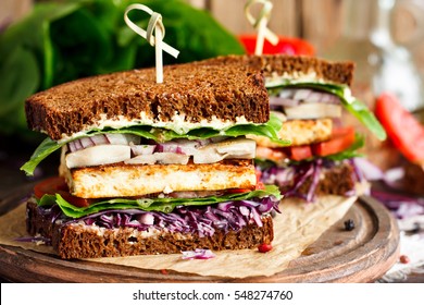 Vegan Sandwich With Tofu And Vegetables