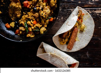 Vegan Sausage Breakfast Burrito Vegetarian Tofu Scramble