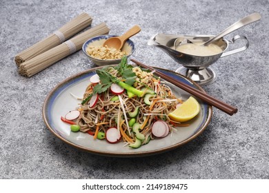 Vegan Soba Noodle Salad With Spicy Peanut Dressing