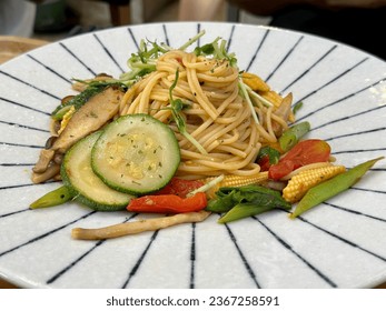Vegan spaghetti, ready to be served - Shutterstock ID 2367258591