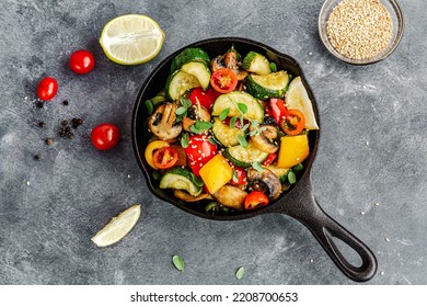 Vegan Stir-Fried Vegetables Top Down Asian Food Photo