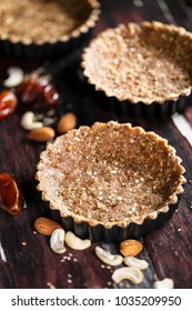 Vegan Tart Crust With Almonds, Pecans, Sesame Seeds And Date.