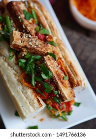 Vegan Tofu Sandwich With Vegetables 