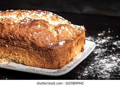 Vegan Vanilla Cake On Black Background