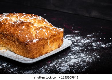 Vegan Vanilla Cake On Black Background