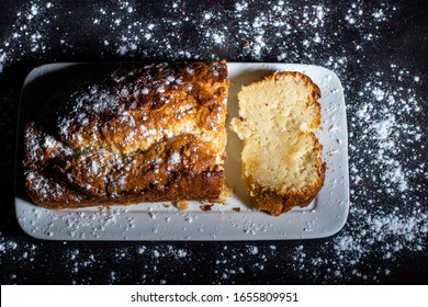 Vegan Vanilla Cake On Black Background