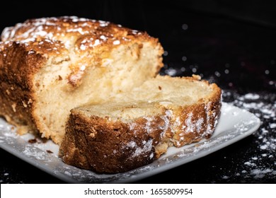 Vegan Vanilla Cake On Black Background