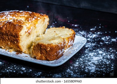 Vegan Vanilla Cake On Black Background