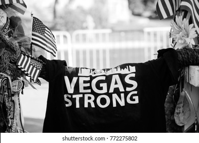 Vegas Strong Shirt With American Flags. B&W.