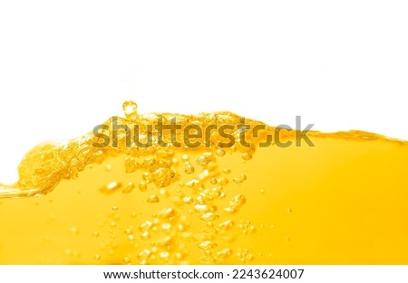 Vegatable oil surface, bubbles and  wave isolated on white background.