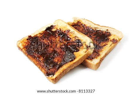 Vegemite on toast, an Australian icon.  Isolated on white.