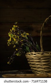 vegetable in basket with dark background