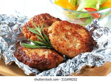 Vegetable Burgers On Tin Foil
