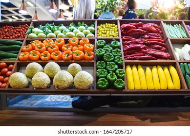 Vegetable Counter With Fresh Produce