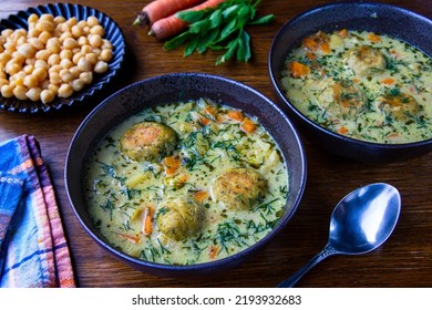  Vegetable And Dill Soup With Chickpea Meatballs