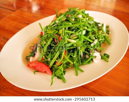 Vegetable fern spicy salad (Low fat,diet and Thai food)