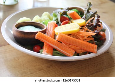 vegetable fruit and crab salad - Shutterstock ID 1260195331